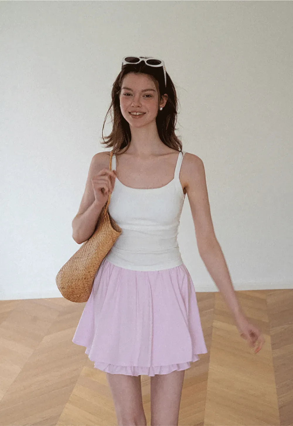 Cropped Square Neck Ribbed Knit Tank Top