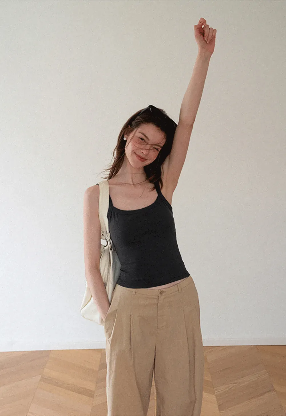 Cropped Square Neck Ribbed Knit Tank Top