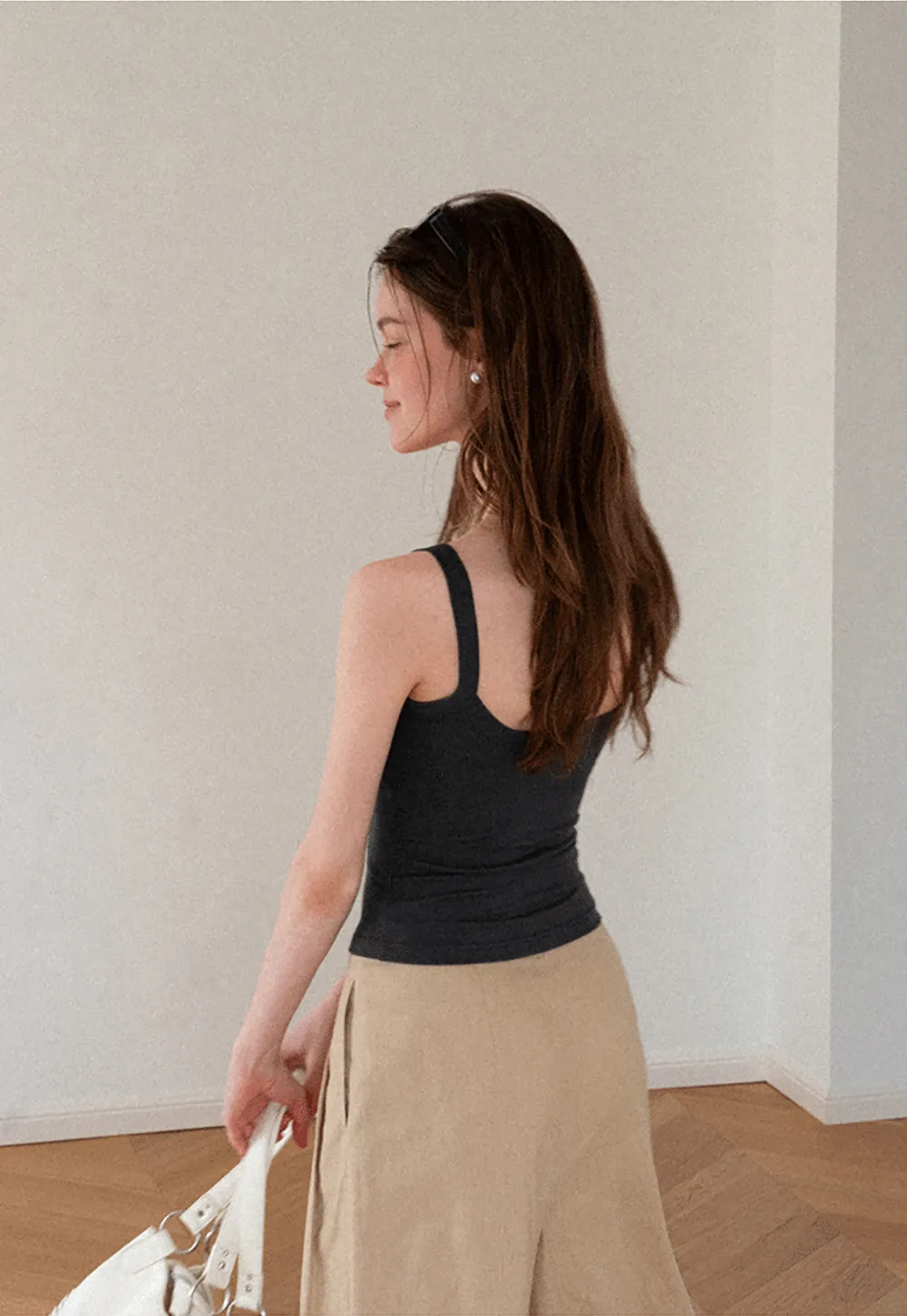 Cropped Square Neck Ribbed Knit Tank Top