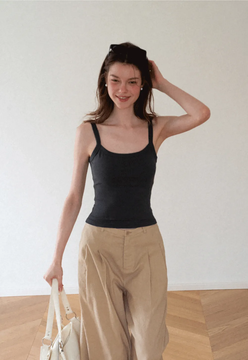 Cropped Square Neck Ribbed Knit Tank Top