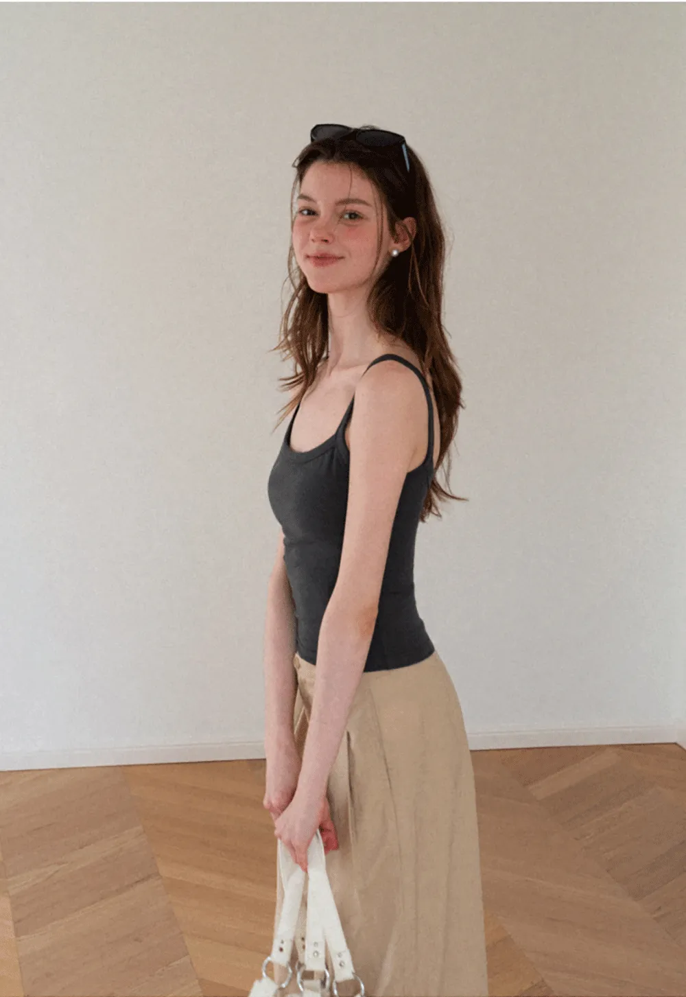 Cropped Square Neck Ribbed Knit Tank Top