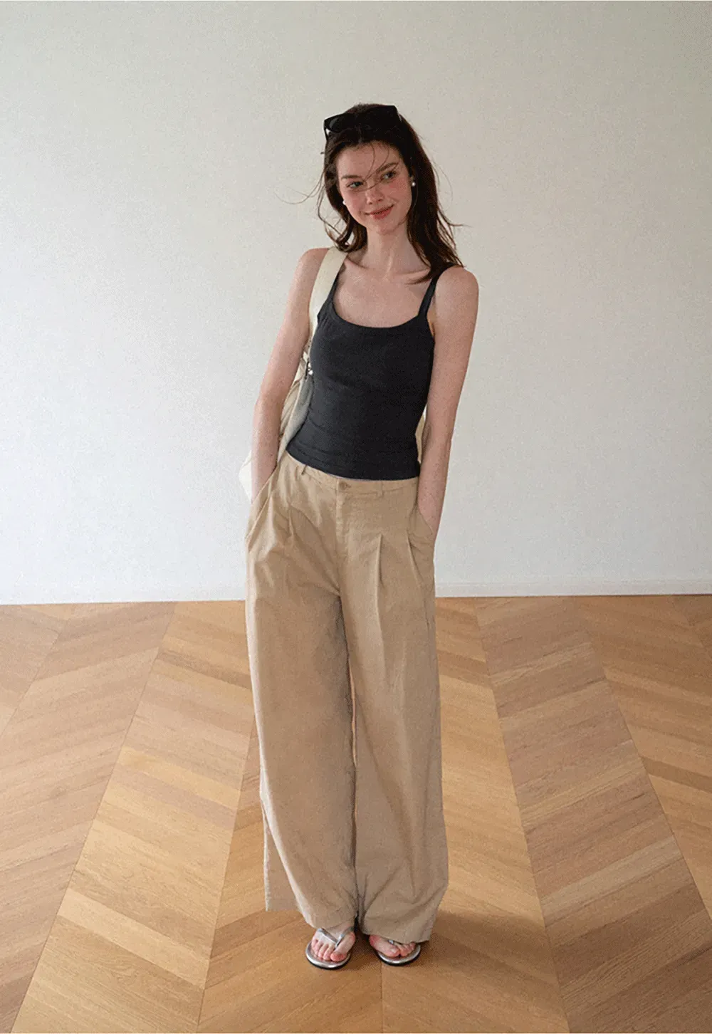 Cropped Square Neck Ribbed Knit Tank Top
