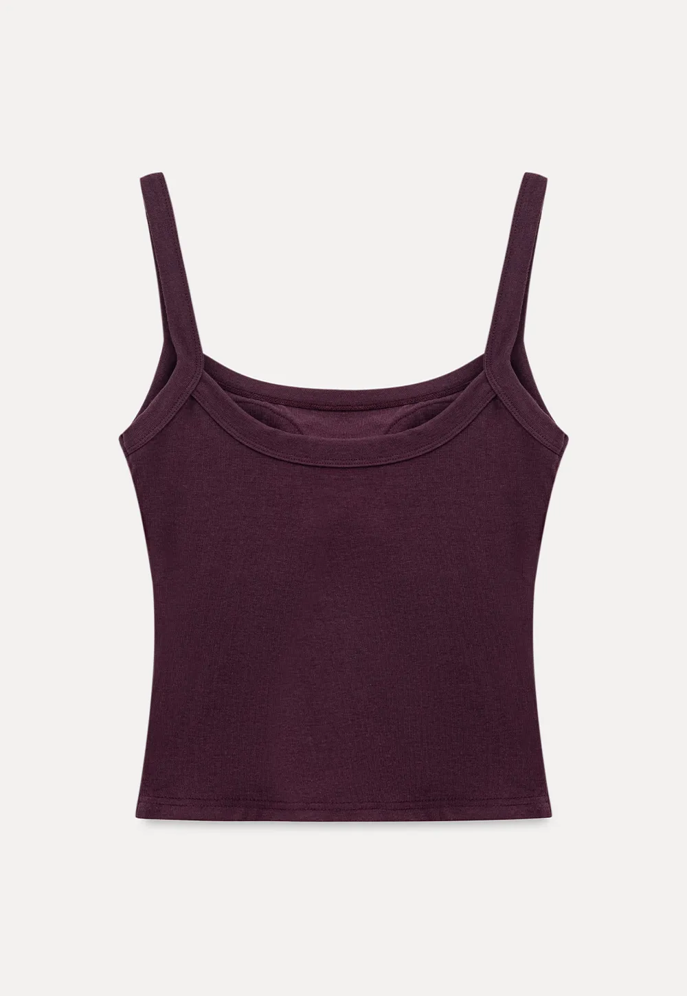 Cropped Square Neck Ribbed Knit Tank Top