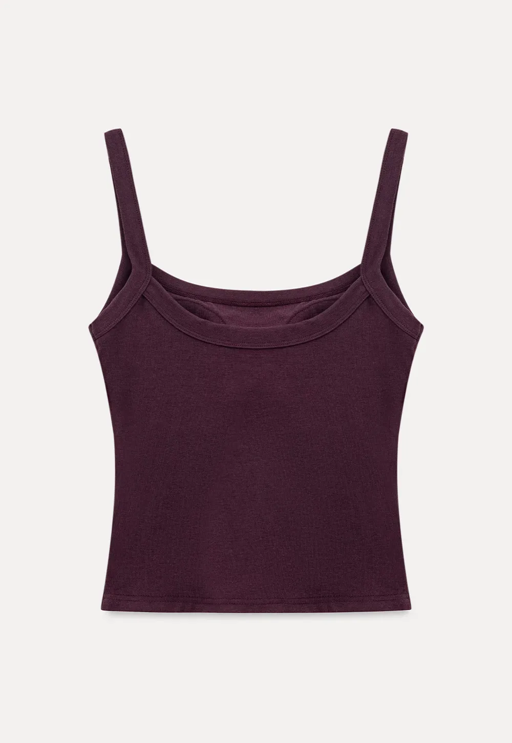 Cropped Square Neck Ribbed Knit Tank Top