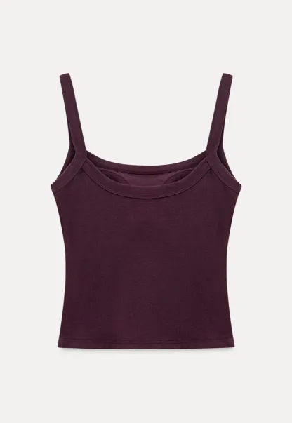 Cropped Square Neck Ribbed Knit Tank Top