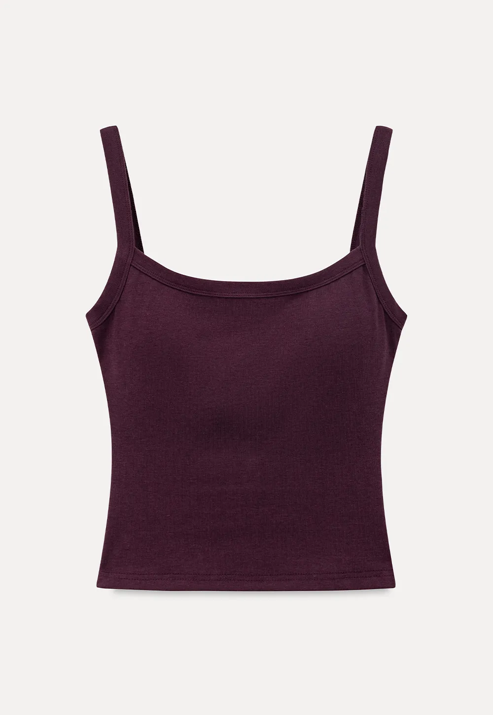 Cropped Square Neck Ribbed Knit Tank Top