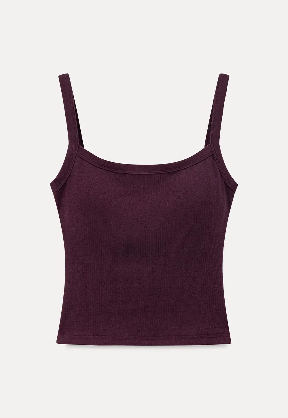 Cropped Square Neck Ribbed Knit Tank Top