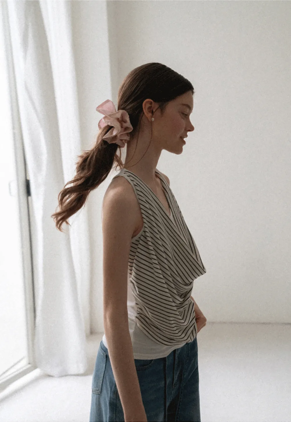 Draped Cowl Neck Sleeveless Top