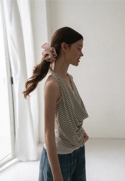 Draped Cowl Neck Sleeveless Top