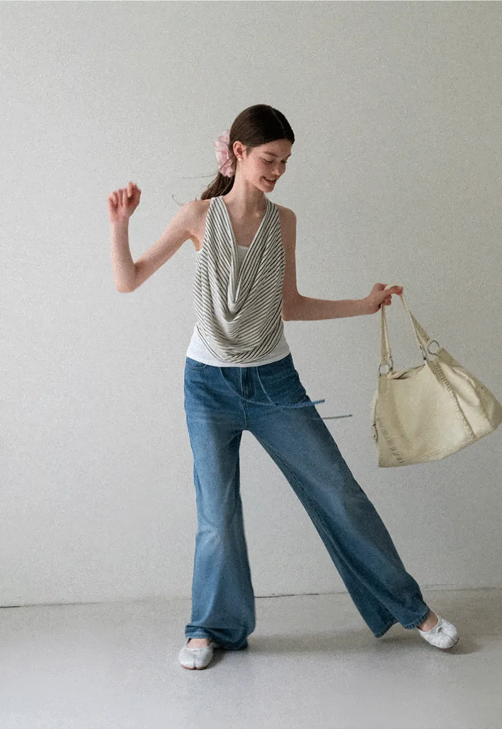 Draped Cowl Neck Sleeveless Top