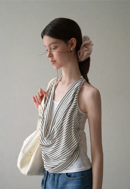 Draped Cowl Neck Sleeveless Top