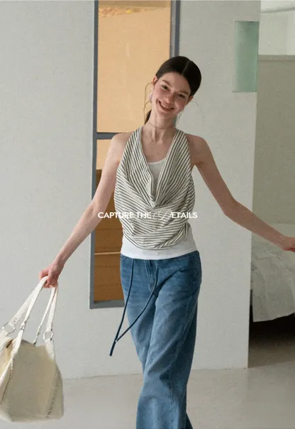 Draped Cowl Neck Sleeveless Top