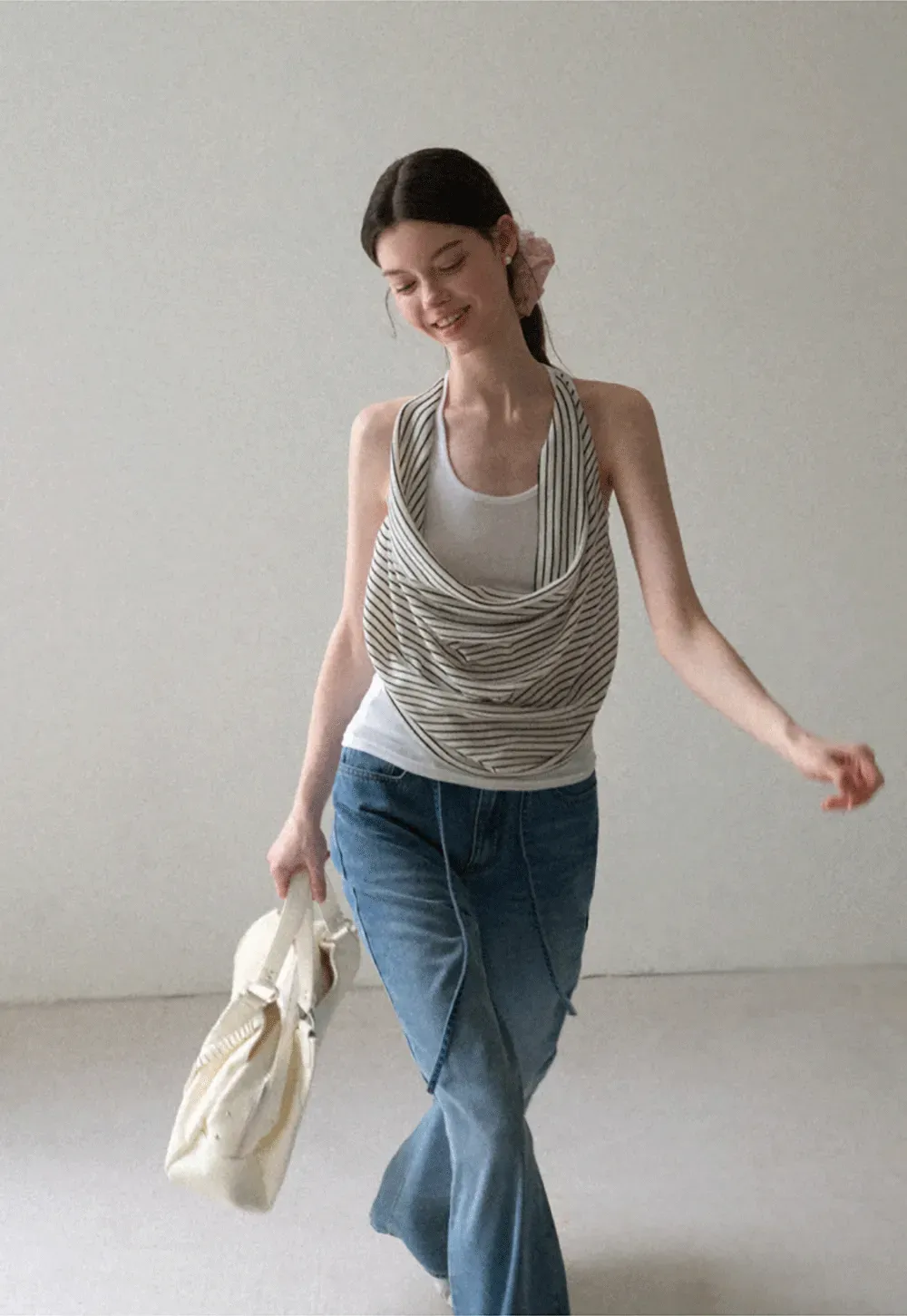 Draped Cowl Neck Sleeveless Top