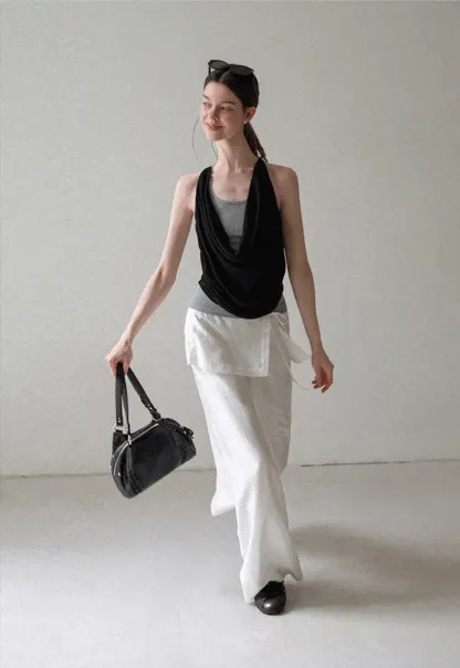 Draped Cowl Neck Sleeveless Top