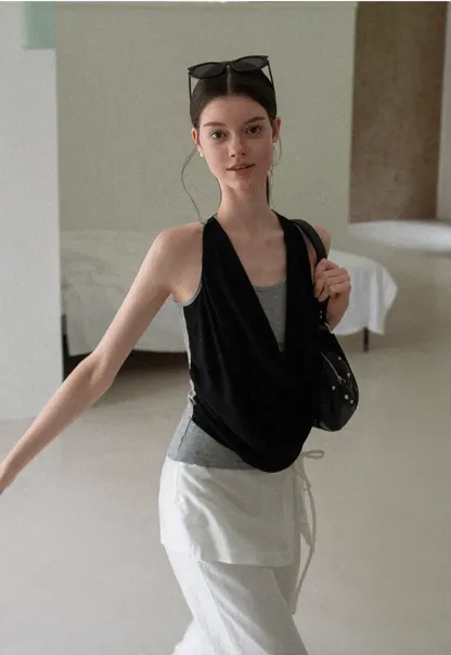 Draped Cowl Neck Sleeveless Top