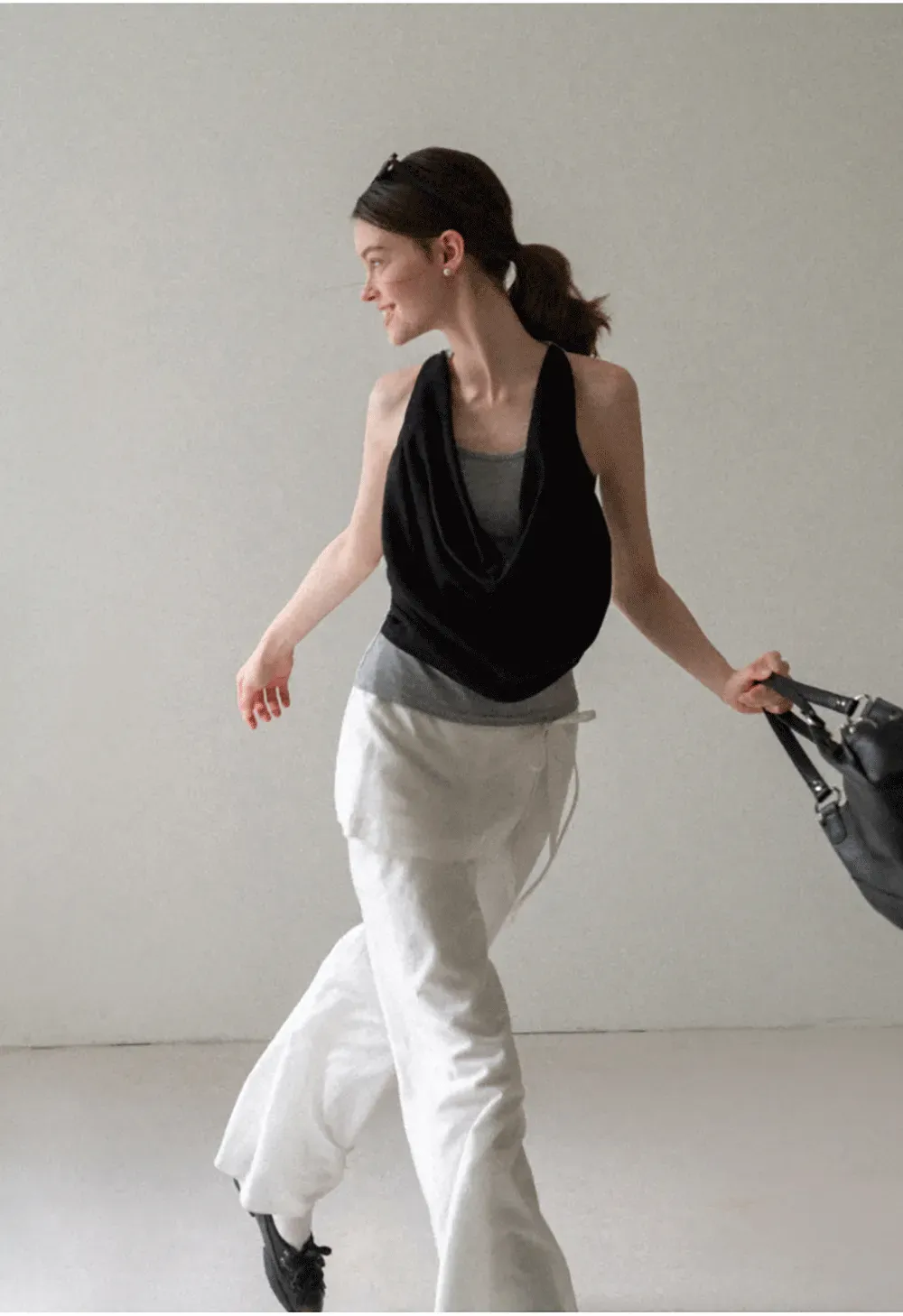 Draped Cowl Neck Sleeveless Top