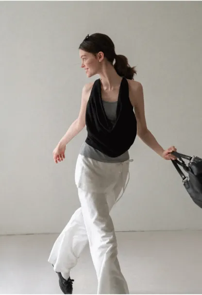 Draped Cowl Neck Sleeveless Top