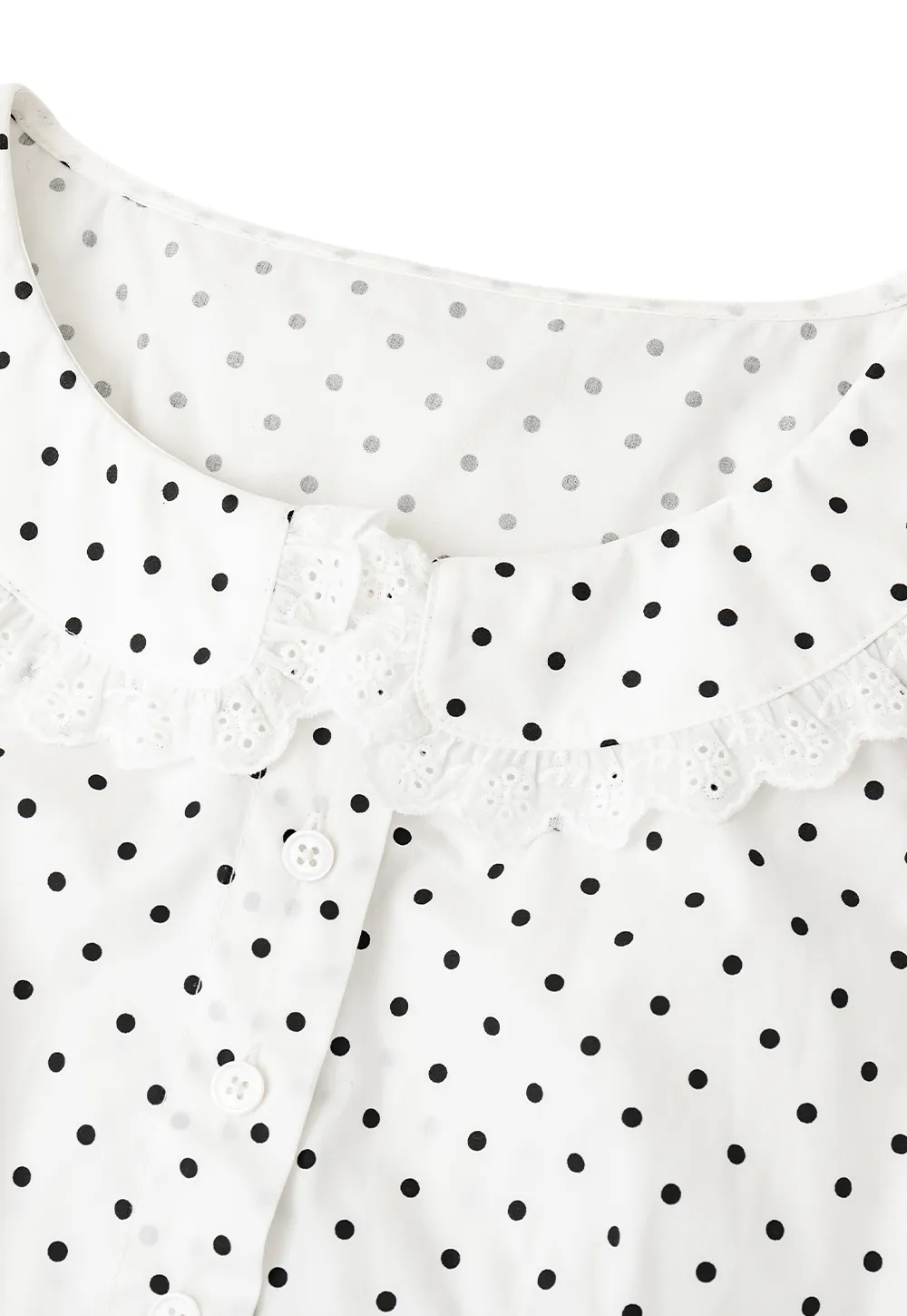 Polka Dot Sleeveless Top with Lace Collar