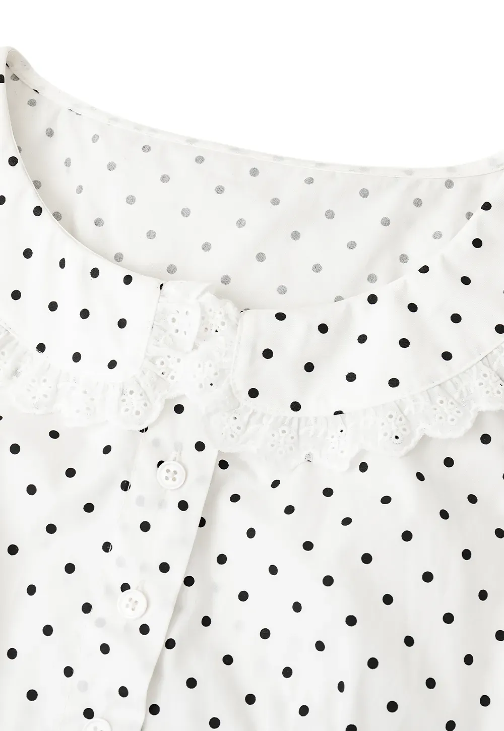 Polka Dot Sleeveless Top with Lace Collar