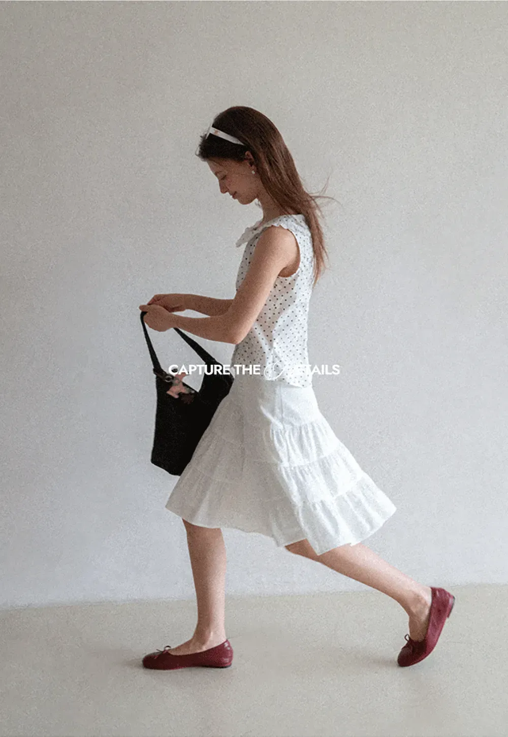 Polka Dot Sleeveless Top with Lace Collar