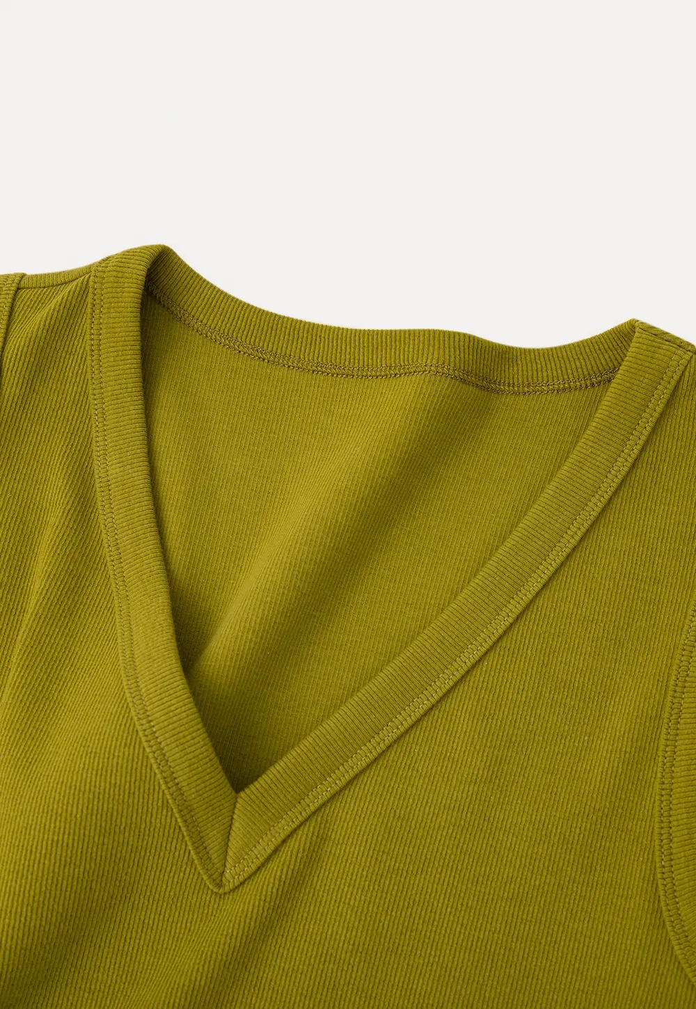V Neck Ribbed Knit Cropped Tank Top