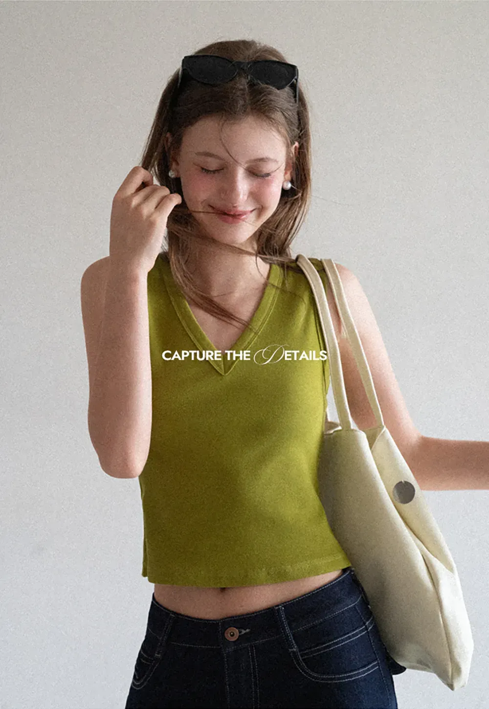 V Neck Ribbed Knit Cropped Tank Top