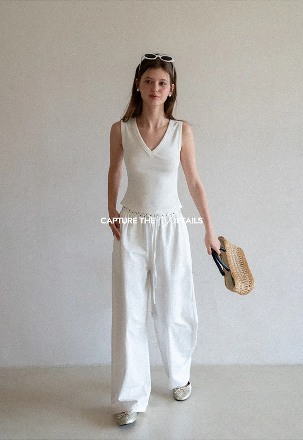 V Neck Ribbed Knit Cropped Tank Top
