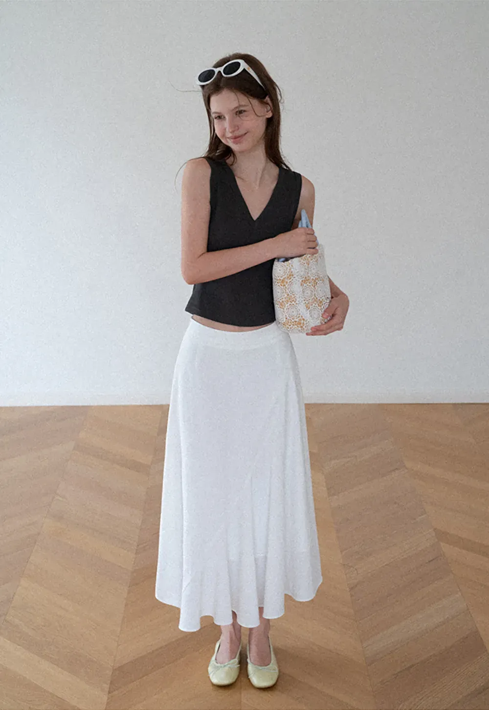V Neck Ribbed Knit Cropped Tank Top