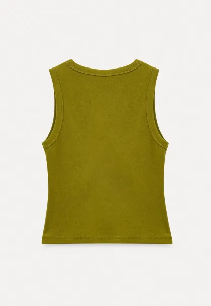 V Neck Ribbed Knit Cropped Tank Top