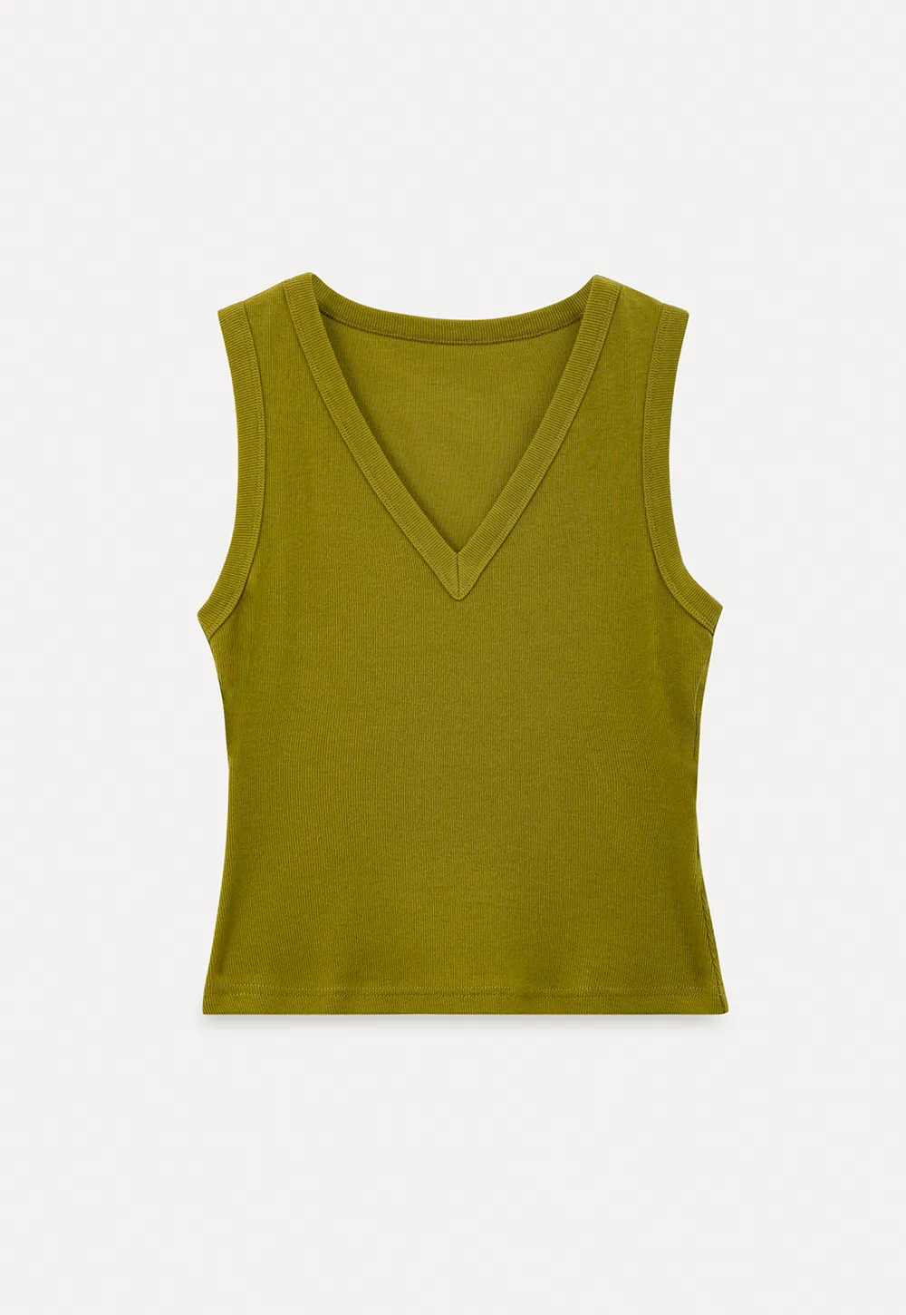 V Neck Ribbed Knit Cropped Tank Top