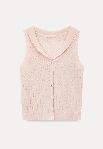 V Neck Ribbed Knit Sleeveless Top