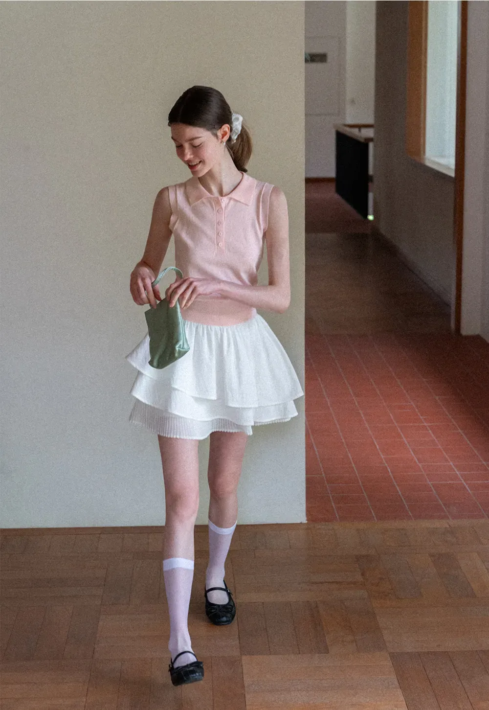 Polo Collar Sleeveless Knit Tank Top