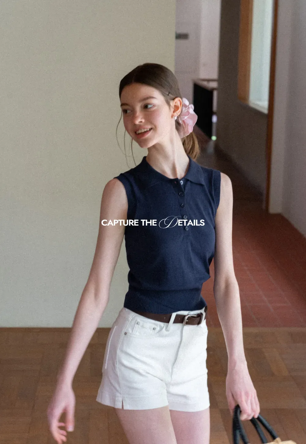 Polo Collar Sleeveless Knit Tank Top