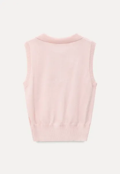 Polo Collar Sleeveless Knit Tank Top