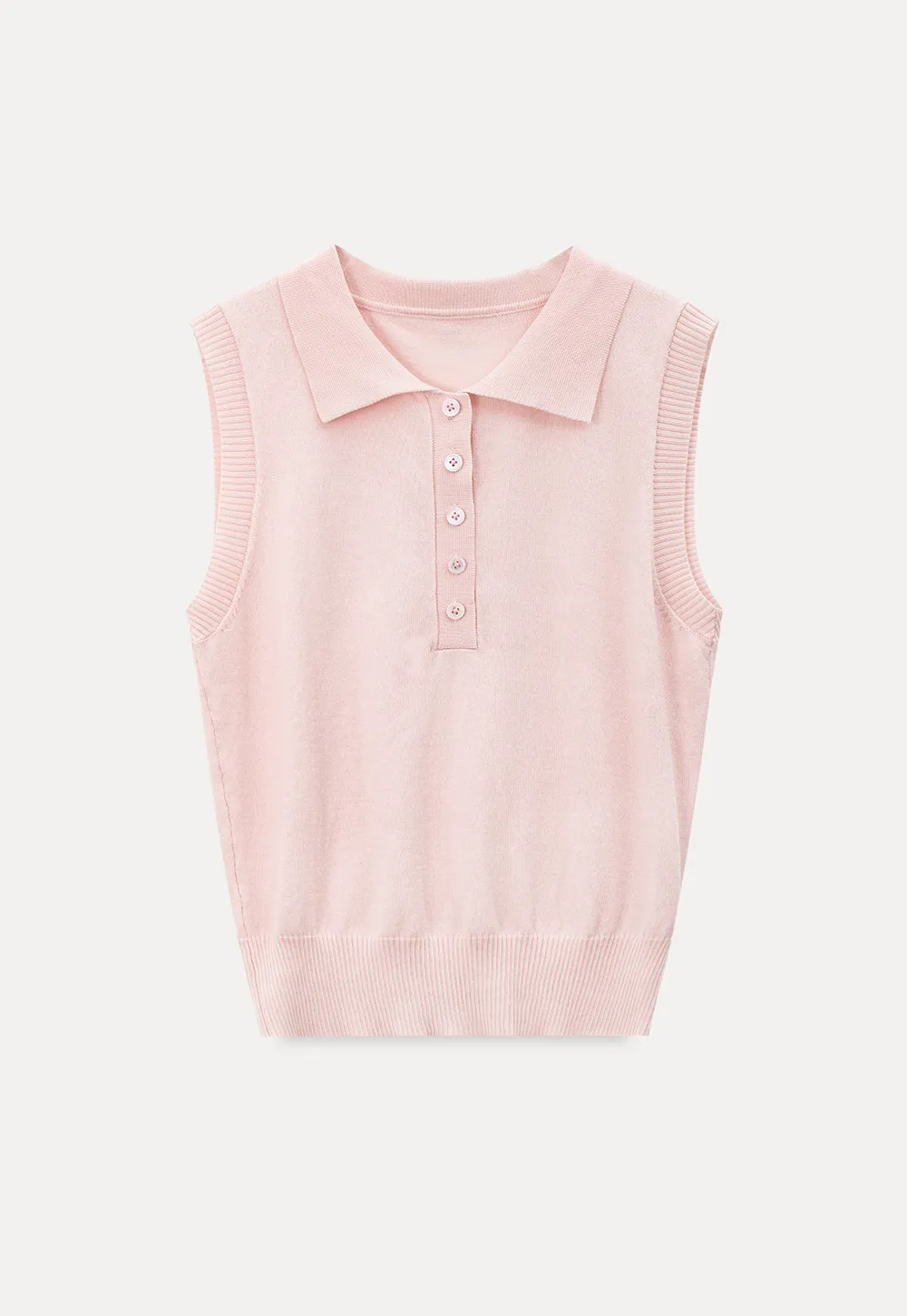 Polo Collar Sleeveless Knit Tank Top