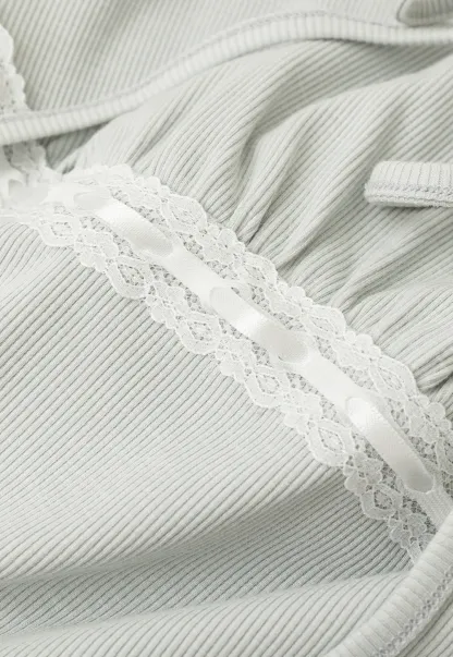 V Neck Drawstring Knit Tank Top