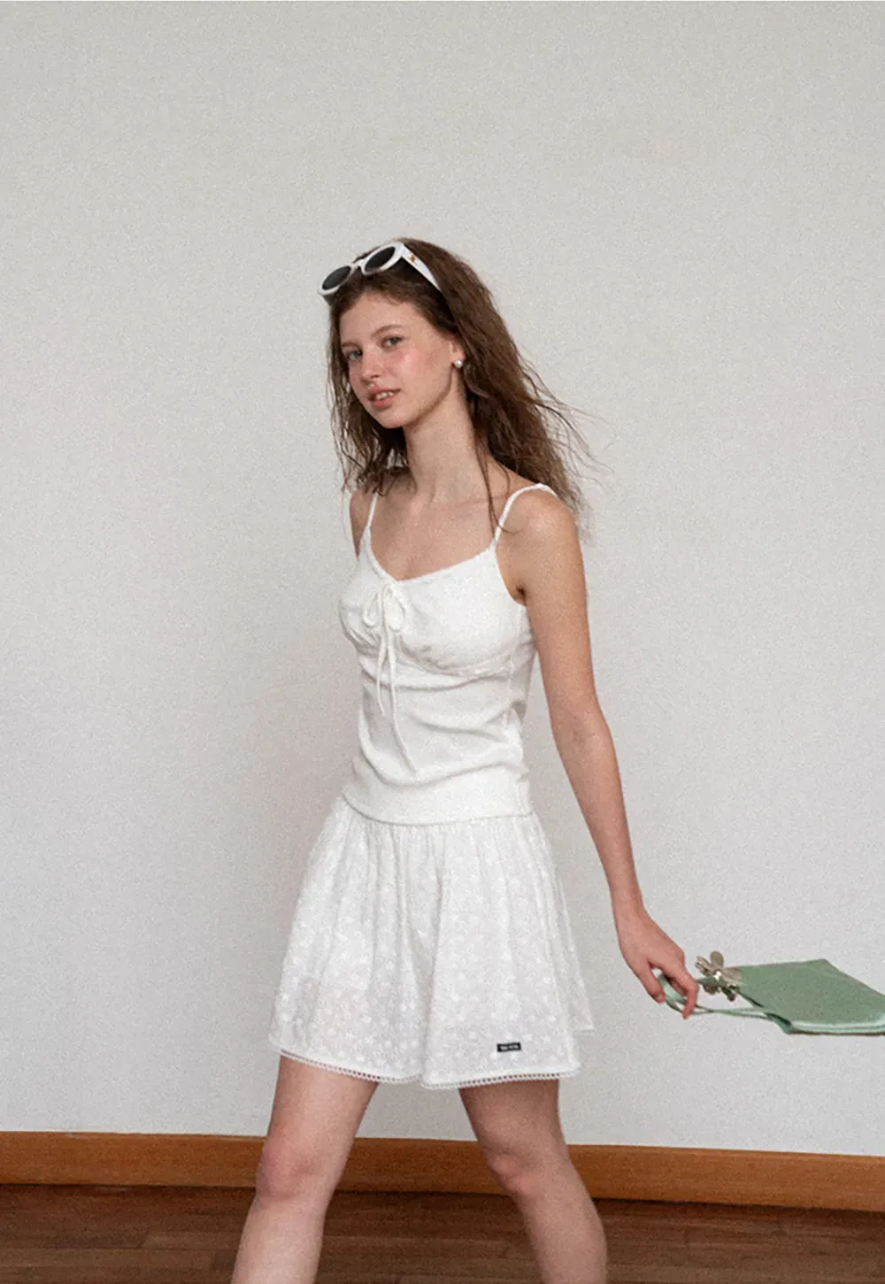 V Neck Drawstring Knit Tank Top