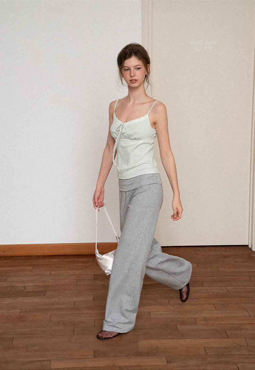 V Neck Drawstring Knit Tank Top