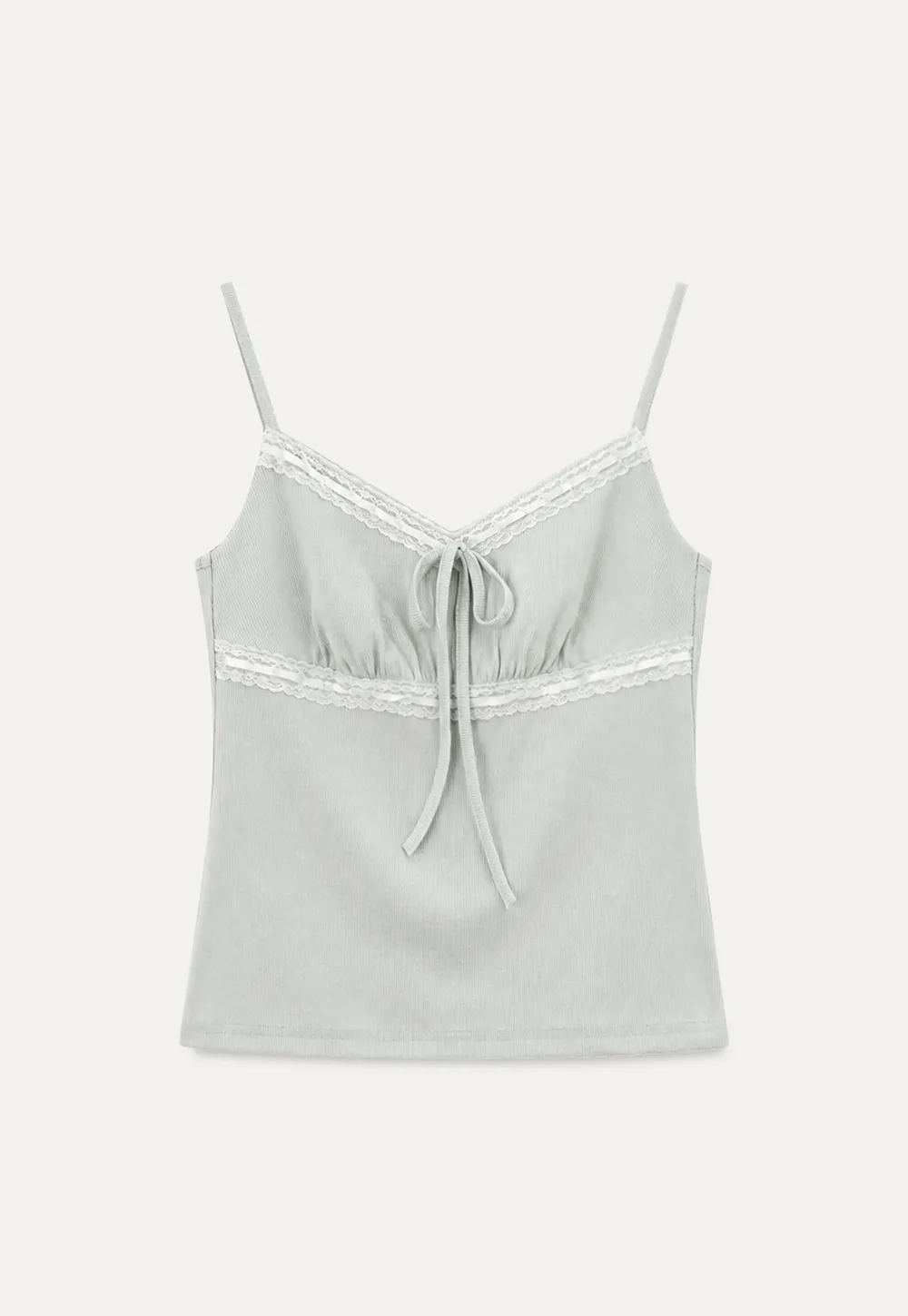 V Neck Drawstring Knit Tank Top