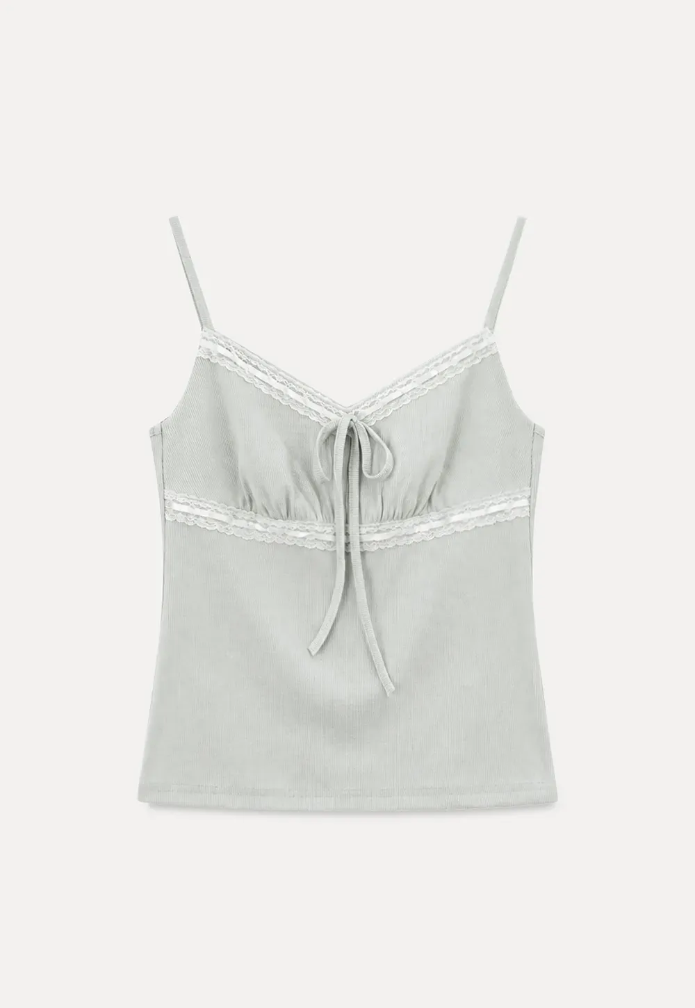 V Neck Drawstring Knit Tank Top