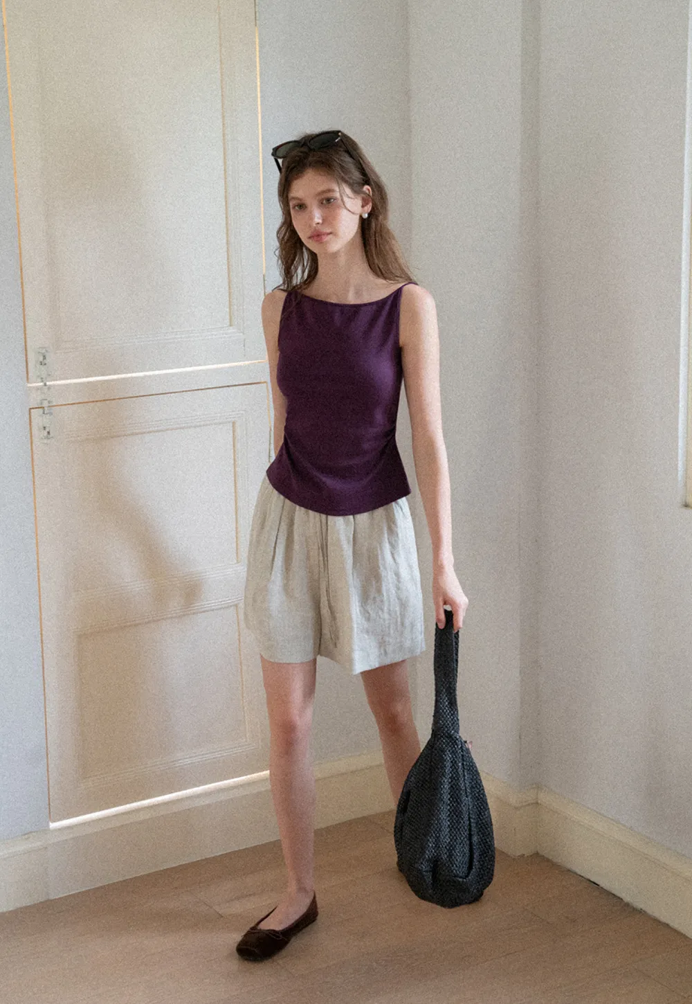 Square Neck Cropped Sleeveless Top