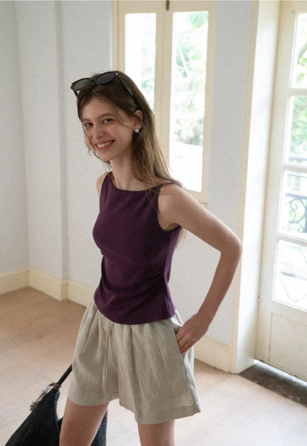 Square Neck Cropped Sleeveless Top