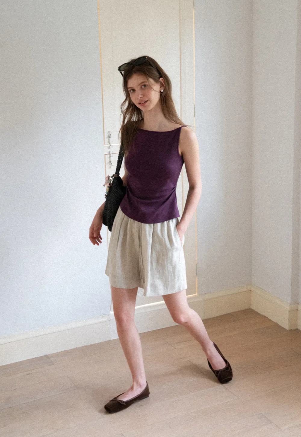 Square Neck Cropped Sleeveless Top