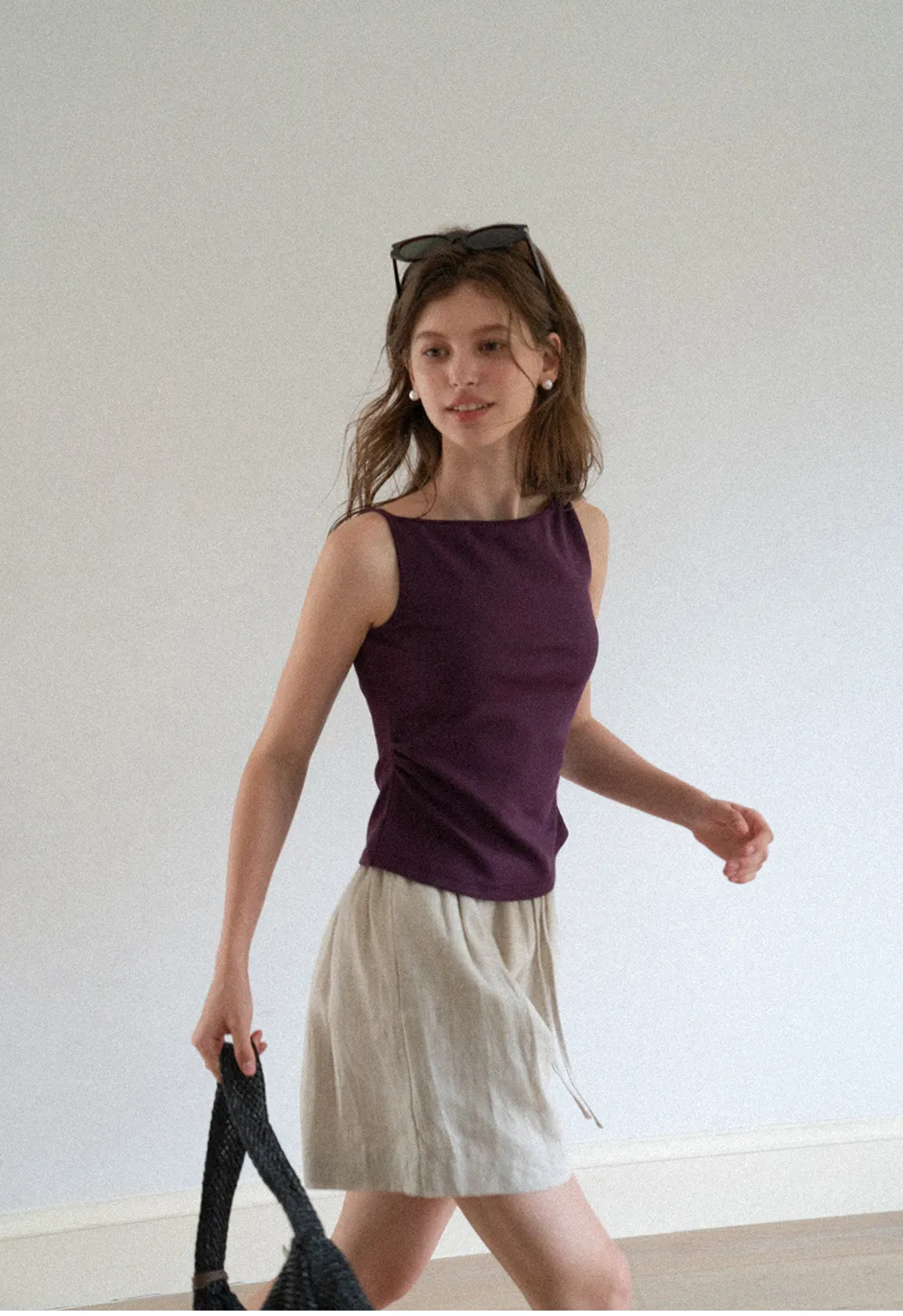 Square Neck Cropped Sleeveless Top
