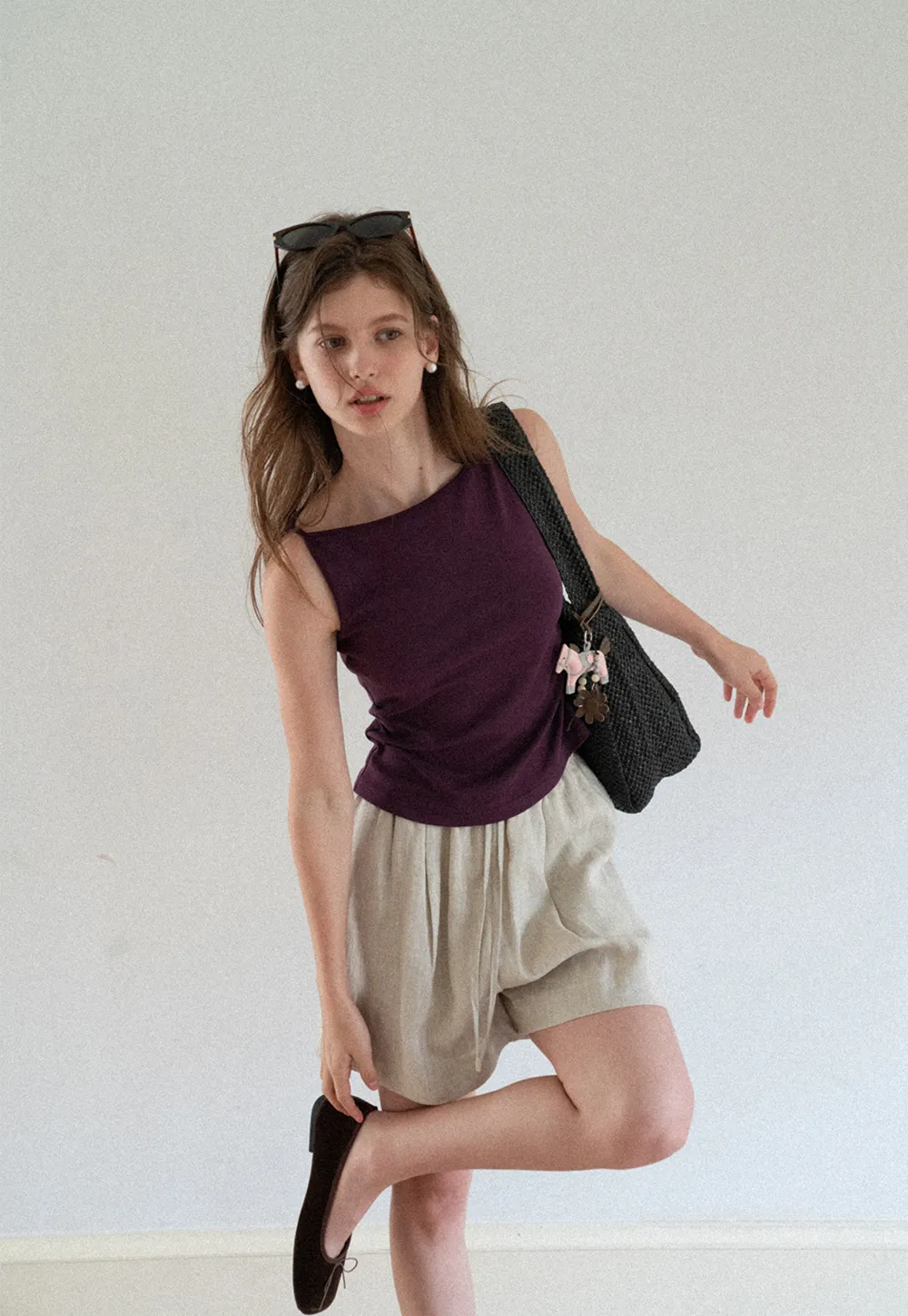 Square Neck Cropped Sleeveless Top