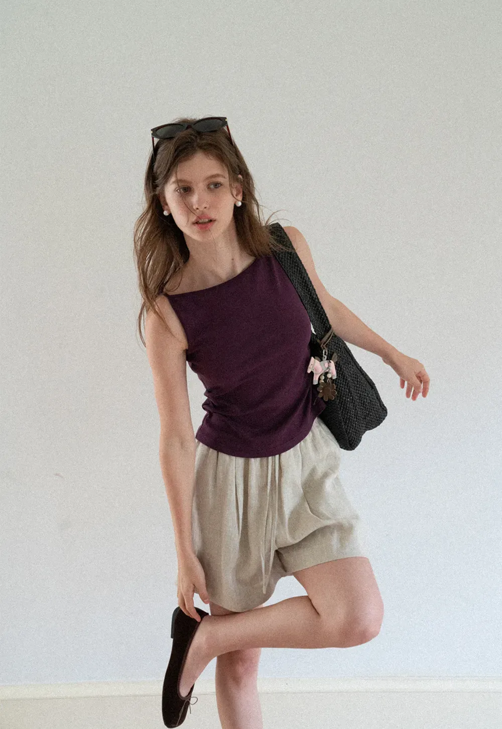 Square Neck Cropped Sleeveless Top