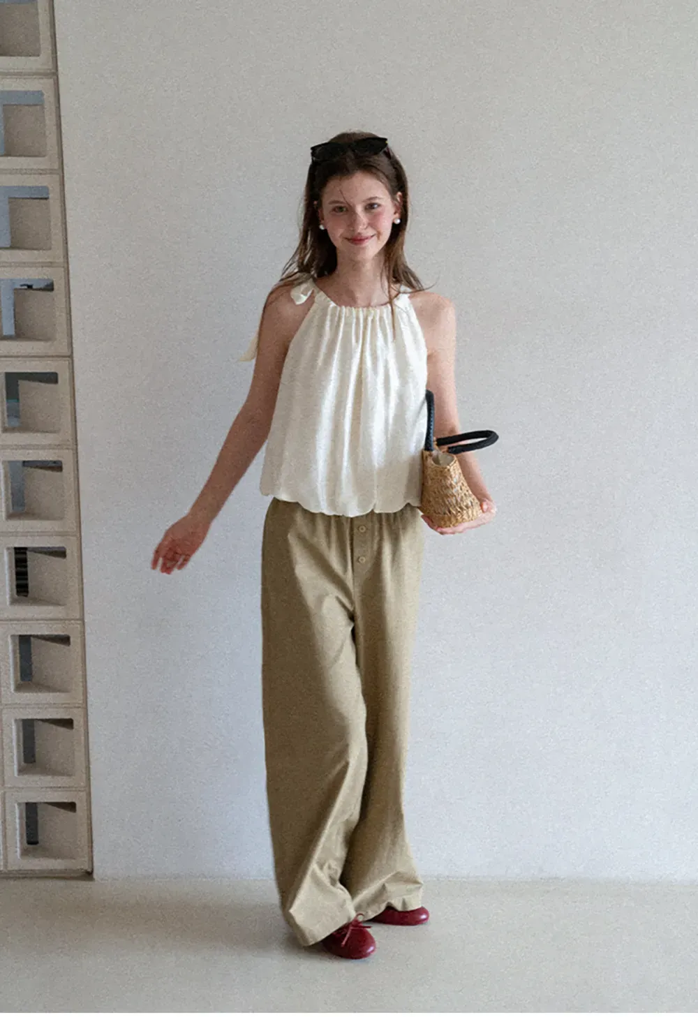 Ruched Neck Sleeveless Top