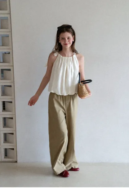 Ruched Neck Sleeveless Top
