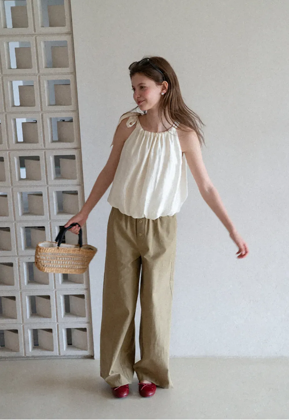 Ruched Neck Sleeveless Top