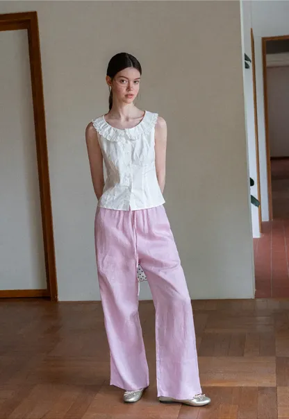 Lace Trim Collar Sleeveless Top